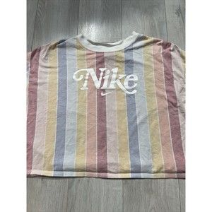 Nike Retro Crop Top Tee Womens XXL Pastel Stripe Short Sleeve